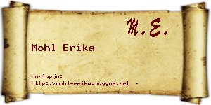 Mohl Erika névjegykártya